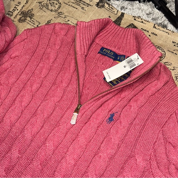 Polo Ralph Lauren NWT! Men'S Old Pink Cable-Knit Cotton Quarter-Zip Sweater - Picture 12 of 15